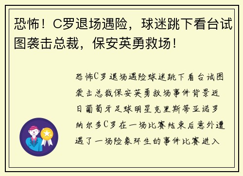 恐怖！C罗退场遇险，球迷跳下看台试图袭击总裁，保安英勇救场！